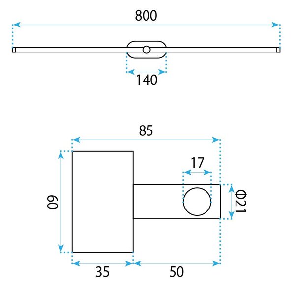 Toolight Toolight, LED nástenné svietidlo 80cm, 13W, 4000K, 1000lm, APP1891-1W, zlatá lesklá, OSW-66046