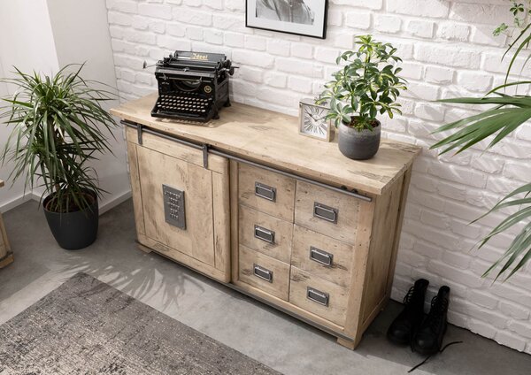 IRON Príborník Mango 140x45x85 bielený, lakovaný