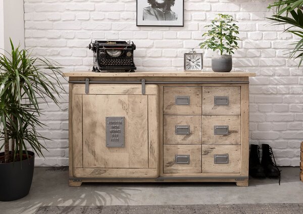 IRON Príborník Mango 140x45x85 bielený, lakovaný
