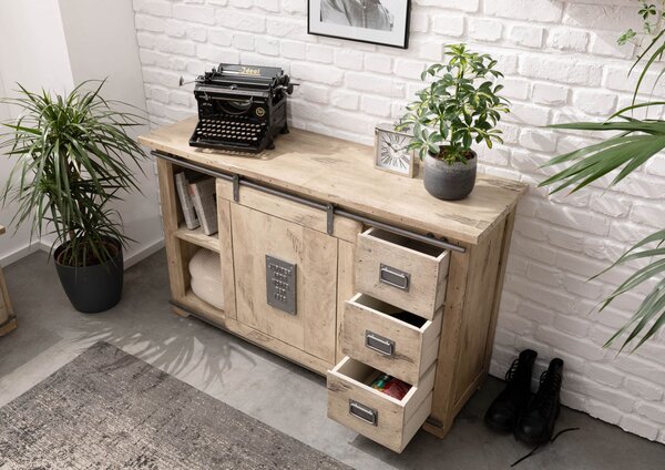 IRON Príborník Mango 140x45x85 bielený, lakovaný