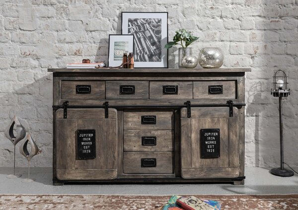IRON Príborník Mango 150x45x90 sivý, lakovaný