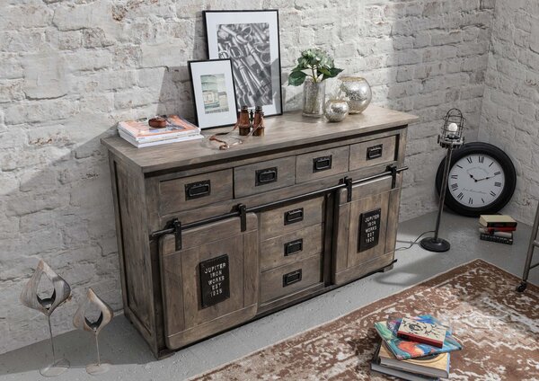 IRON Príborník Mango 150x45x90 sivý, lakovaný