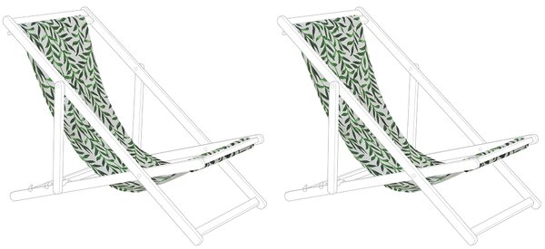 Poťah na záhradné ležadlo biela zelená polyester 113 x 44 cm rastlinný vzor listov sada 2 kusov náhradné poťahy moderný štýl záhrada