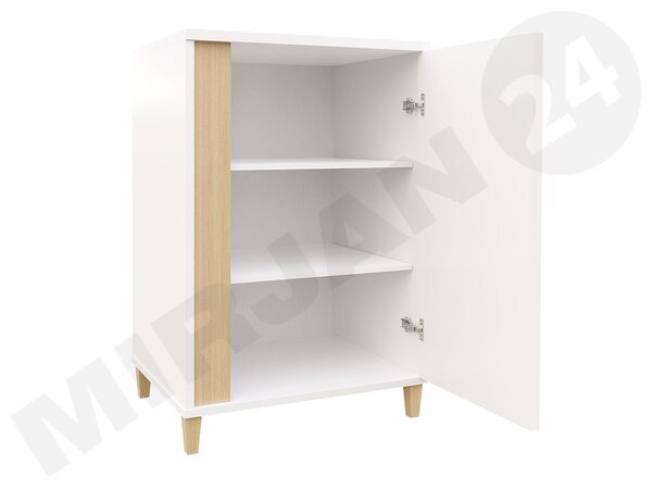 Mirjan24 Skrinka Anrok 50 L AR01, Farby: biela / biely lesk + čierny lesk 5902928366044