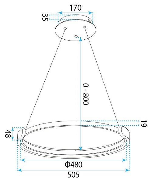 Toolight Toolight, LED stropné svietidlo 50cm, 48W, 4000K, 2500lm, APP1927-CP, čierna, OSW-66067