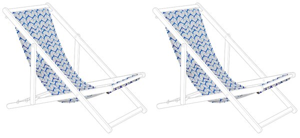 Poťah na záhradné ležadlo biela modrá polyester 133 x 44 cm geometrický vzor sada 2 kusov náhradné poťahy moderný štýl záhrada