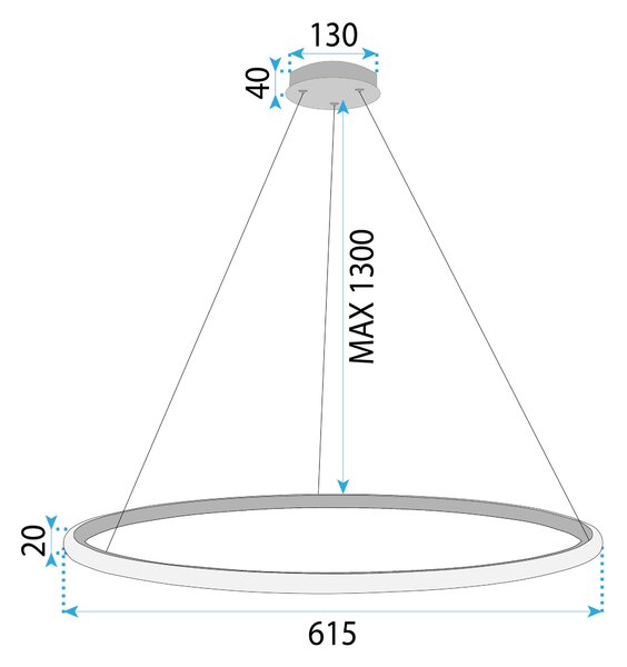 Toolight Toolight, LED závesné svietidlo 60cm, 37W, 3000K, LHJ002-CP, zlatá lesklá, OSW-60000