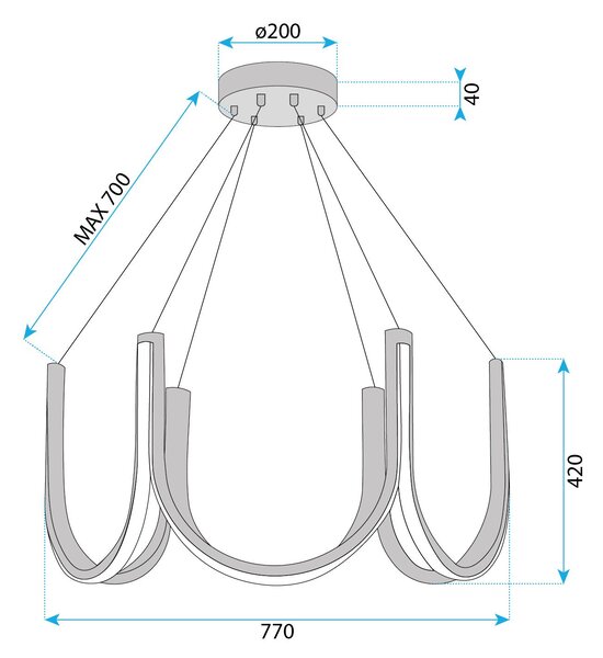Toolight Toolight, LED závesné svietidlo 77cm, 75W, 4000K, 4000lm, APP1749-CP, zlatá lesklá, OSW-06064