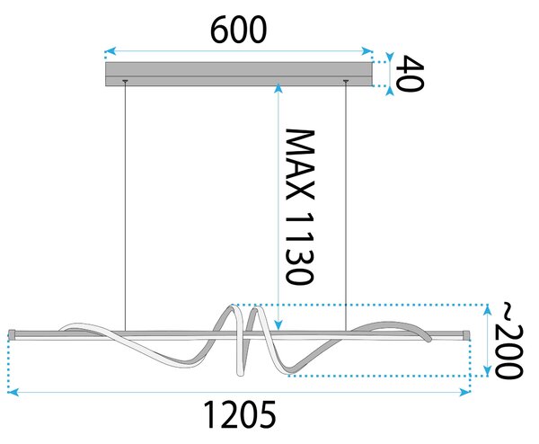Toolight Toolight, LED závesné osvetlenie 120cm, 50W, 3000K, LHJ024-CP, zlatá lesklá, OSW-60015