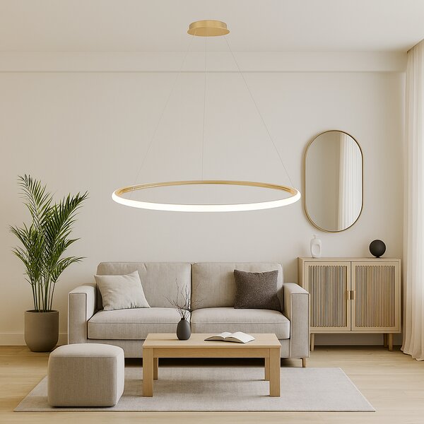 Toolight Toolight, závesné svietidlo 40cm, 24W, 3000K, LHJ001-CP, zlatá lesklá, OSW-50000