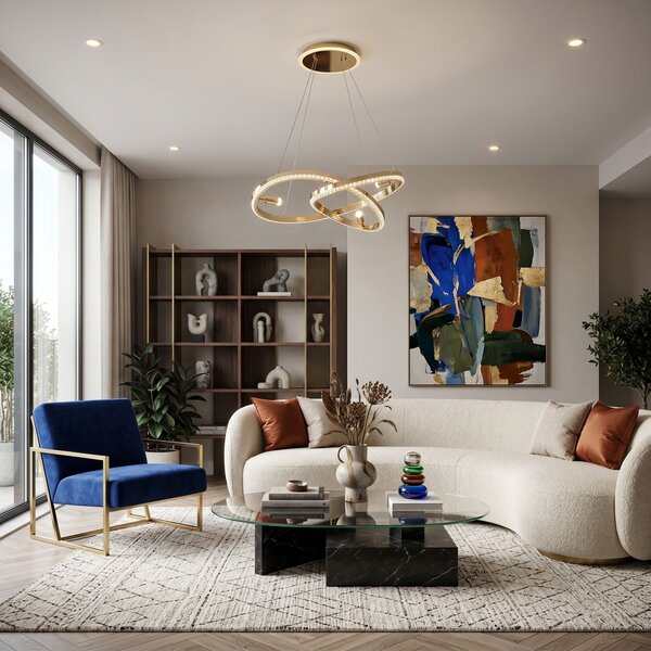 Toolight Toolight, LED závesné svietidlo, 620 mm, 140W, 4000K, 5000lm, G158-CP, zlatá lesklá, OSW-06410