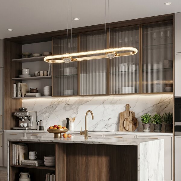 Toolight Toolight, LED závesné svietidlo 98cm, 120W, 4000K, 5000lm, G159-CP, zlatá lesklá, OSW-06411