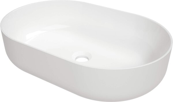Deante Round, oválne umývadlo na dosku 580x380x140mm, biela lesklá, DEA-CGR_6U6S