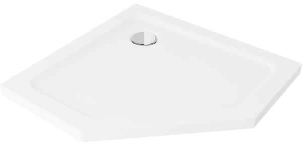 Mexen Flat, päťuholníková sprchová vanička slim 80 x 80 cm, biela, + syfon chrómový - 41P108080