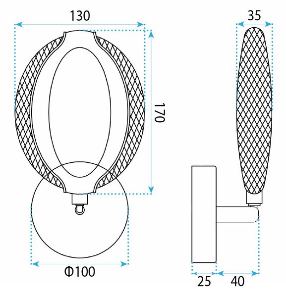 Toolight Rea, nástenné LED svietidlo 7W, 4000K, 500lm, G174-W, zlatá lesklá, OSW-07818