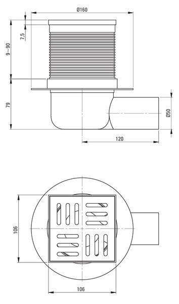 Deante Deante, bodový sprchový žľab so zlatým roštom 105x105mm, zlatá matná, DEA-KOS_R01C