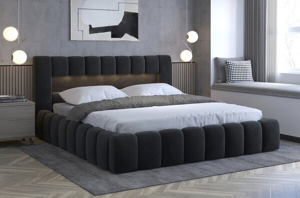 NovýNábytok.sk Manželská posteľ 160 cm Luxa (antracit) (s roštom, úl. priestorom a LED). Akcia -18%. Vlastná spoľahlivá doprava až k Vám domov. 1041568