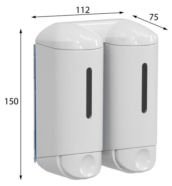 MARPLAST MARPLAST, SHOWER SMALL dvojitý dávkovač tekutého mydla, 2x170ml, biela, A94601