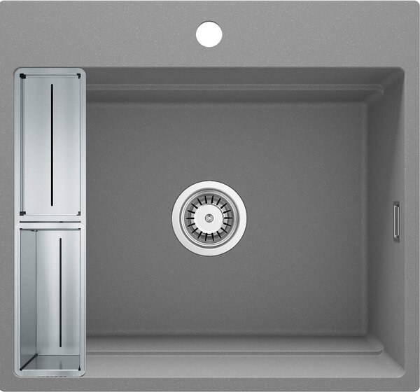 Deante Magnetic, 1-komorový granitový drez 560x520x220mm, šedá metalíza, DEA-ZRM_S10A