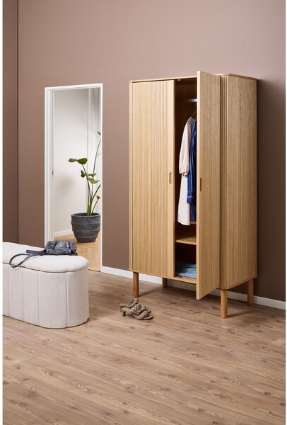 Šatníková skriňa v dekore duba v prírodnej farbe 100x200x55 cm Langley – Actona