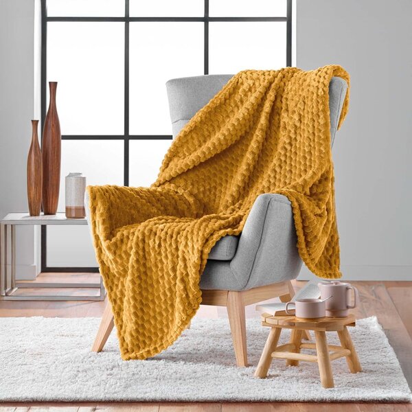 Okrovožltá deka z mikroflanelu 125x150 cm Mini Frosty – douceur d'intérieur
