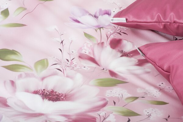Glamonde luxusné obliečky Romance s pastelovými kvetmi na ružovom podklade. Maximum romantiky! 140×200 cm
