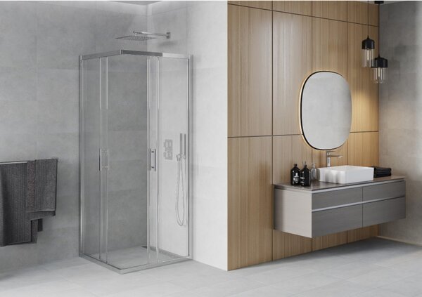 Mexen Rio štvorcový sprchovací kút 90 x 90 cm, transparentný, chróm - 860-090-090-01-00