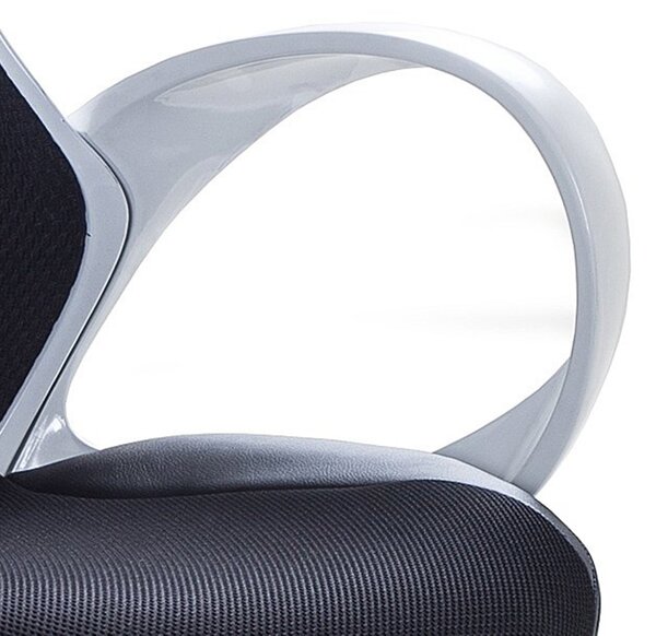 Otočná kancelárska stolička čierna a biela naklápacie operadlo zo sieťoviny nastaviteľná výška sedadla ergonomické kreslo