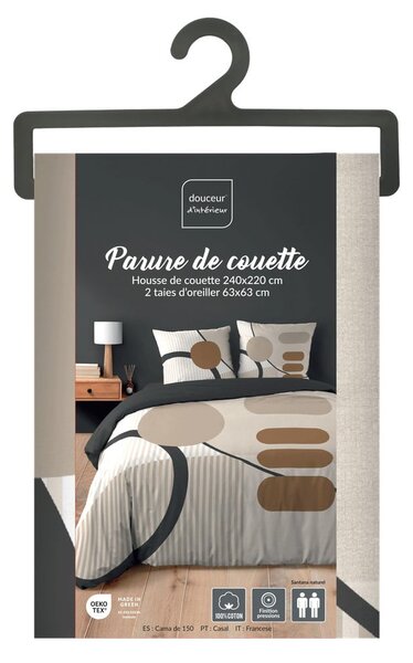 Béžové bavlnené obliečky na dvojlôžko/predĺžené 240x220 cm Santana – douceur d'intérieur