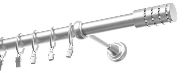 Garniže kovové cilinder kryštál jednoradové exclusive satyna Ø25mm 1,2 m
