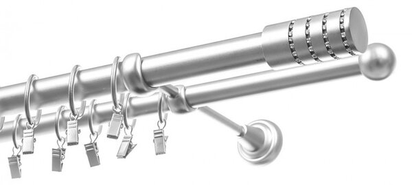 Kovové garniže dvojradové satyna exclusive Ø25mm komplet - cilinder kryštál 1,5 m