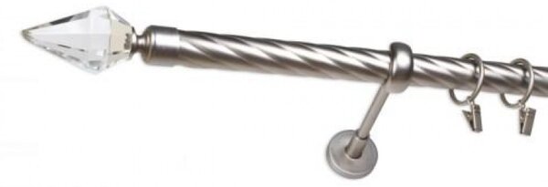 Hrot kryštál - jednoradové kovové twister garniže satyna 1,8 m