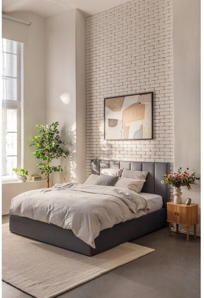 Sivá čalúnená dvojlôžková posteľ s úložným priestorom s roštom 180x200 cm Thessa Bold Line – Selection