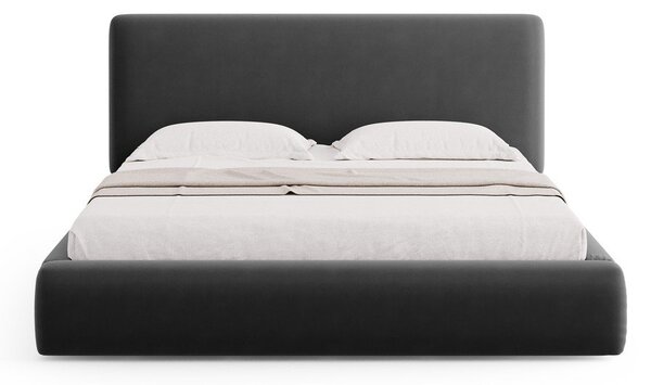 Tmavosivá čalúnená dvojlôžková posteľ s úložným priestorom s roštom 180x200 cm Colonel – Cosmopolitan Design