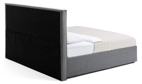 Sivá čalúnená dvojlôžková posteľ s úložným priestorom s roštom 180x200 cm Thessa Bold Line – Selection