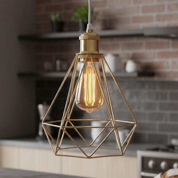 Toolight - Závesná lampa kovová 392197, zlatá, OSW-09680