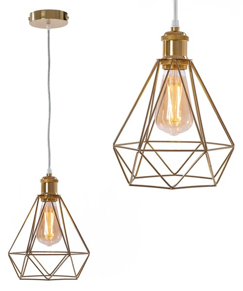 Toolight - Závesná lampa kovová 392197, zlatá, OSW-09680
