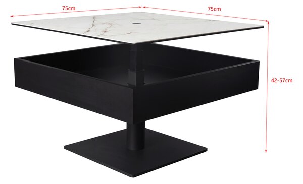 KONFERENČNÝ STOLÍK, čierna, biela, kov, sklo, keramika, kompozitné drevo, 75/75/42-57 cm Dieter Knoll - Stolíky do obývačky