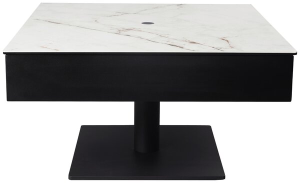 KONFERENČNÝ STOLÍK, čierna, biela, kov, sklo, keramika, kompozitné drevo, 75/75/42-57 cm Dieter Knoll - Stolíky do obývačky