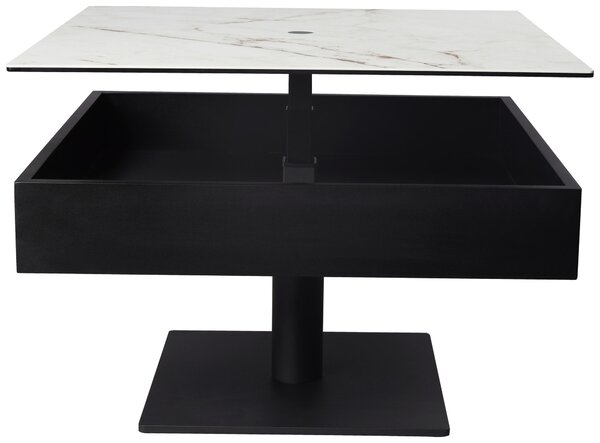 KONFERENČNÝ STOLÍK, čierna, biela, kov, sklo, keramika, kompozitné drevo, 75/75/42-57 cm Dieter Knoll - Stolíky do obývačky