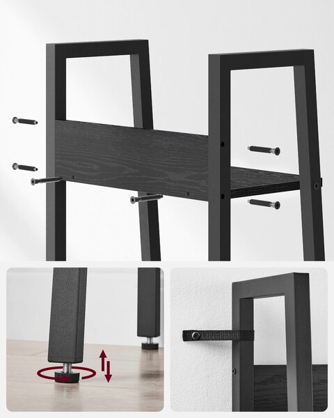 REGÁL, čierna, uhlíková oceľ, 33,8/170/30 cm Boxxx - Online Only drobný nábytok, Online Only