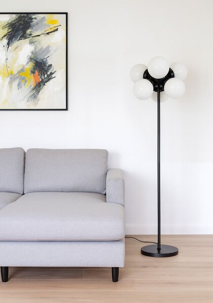 Toolight - Podlahová lampa 6xE27 APP905-6F, čierna-biela, OSW-03204