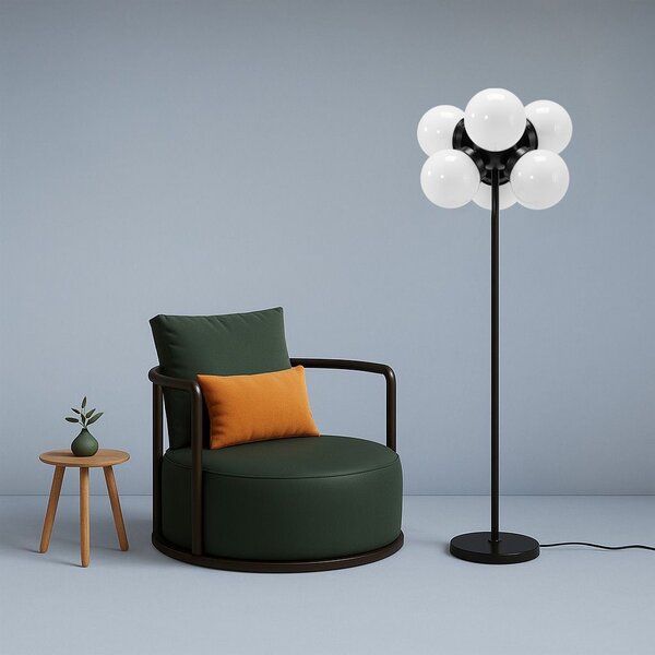 Toolight - Podlahová lampa 6xE27 APP905-6F, čierna-biela, OSW-03204
