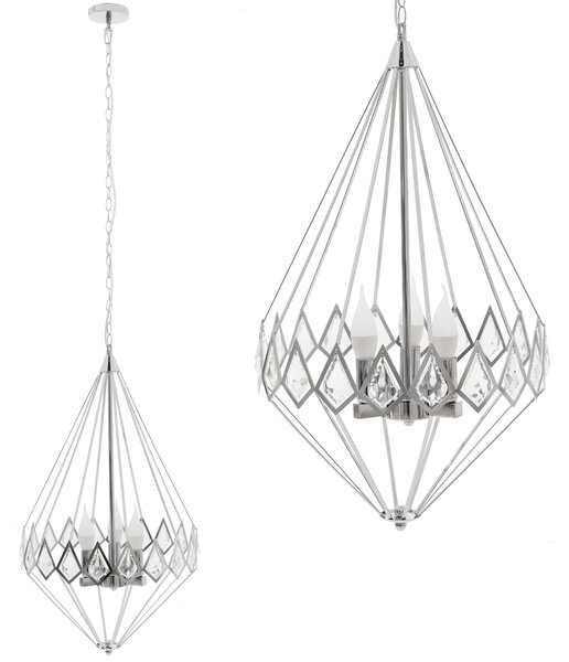 Toolight - Krištáľová závesná lampa 3xE14 40W APP210-3CPR, strieborná, OSW-07500