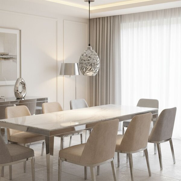 Toolight - Chrómovaná sklenená závesná lampa 1xE27 60W APP564-1CP, chrómová, OSW-09670
