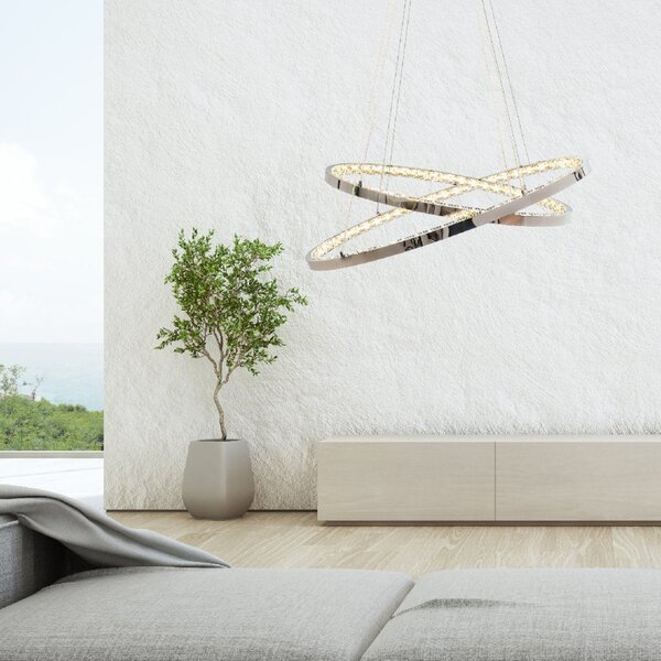 Toolight Toolight, LED krištáľové svietidlo 70x40,5cm, APP771-3CP, strieborná, OSW-05022