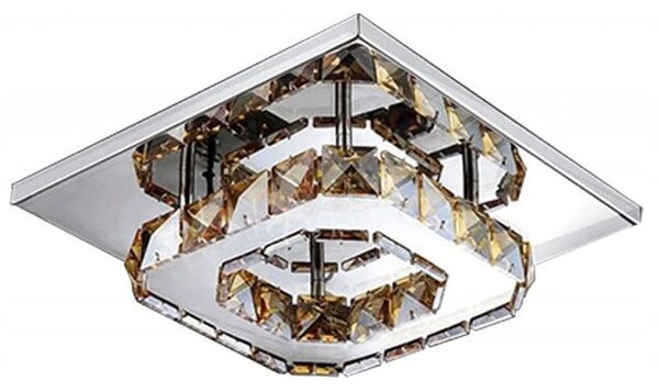 Toolight - Krištáľová hranatá stropná lampa Glamour 8W, teplé svetlo, APP405-C, chrómová, OSW-65003