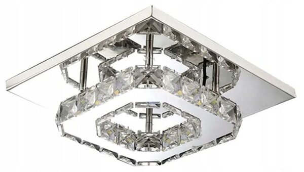 Toolight - Krištáľová hranatá stropná lampa Glamour 8W neutrálna farba APP406-C, chrómová, OSW-65004