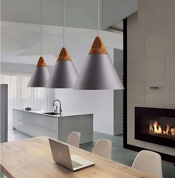 Toolight - Závesná lampa Scandi A 1xE27, biela-hnedá, OSW-00148