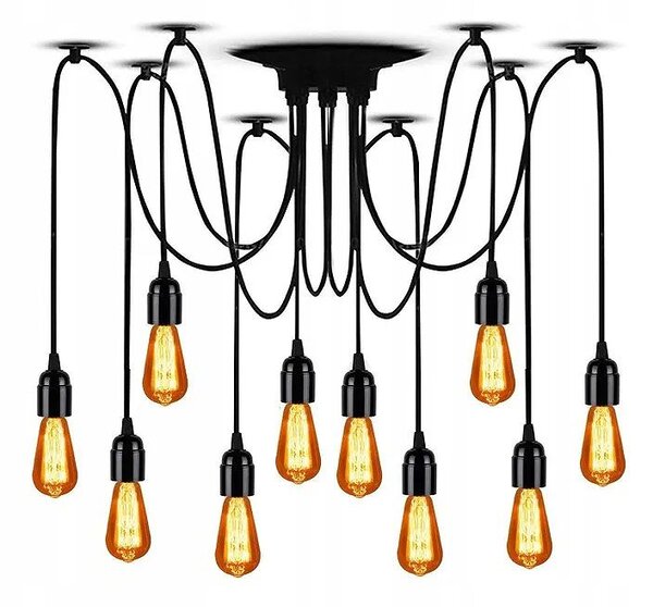 Toolight - Stropná lampa Spider 10xE27, čierna, OSW-00019